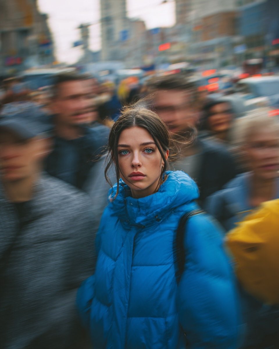 Blue Puffer in the Crowd